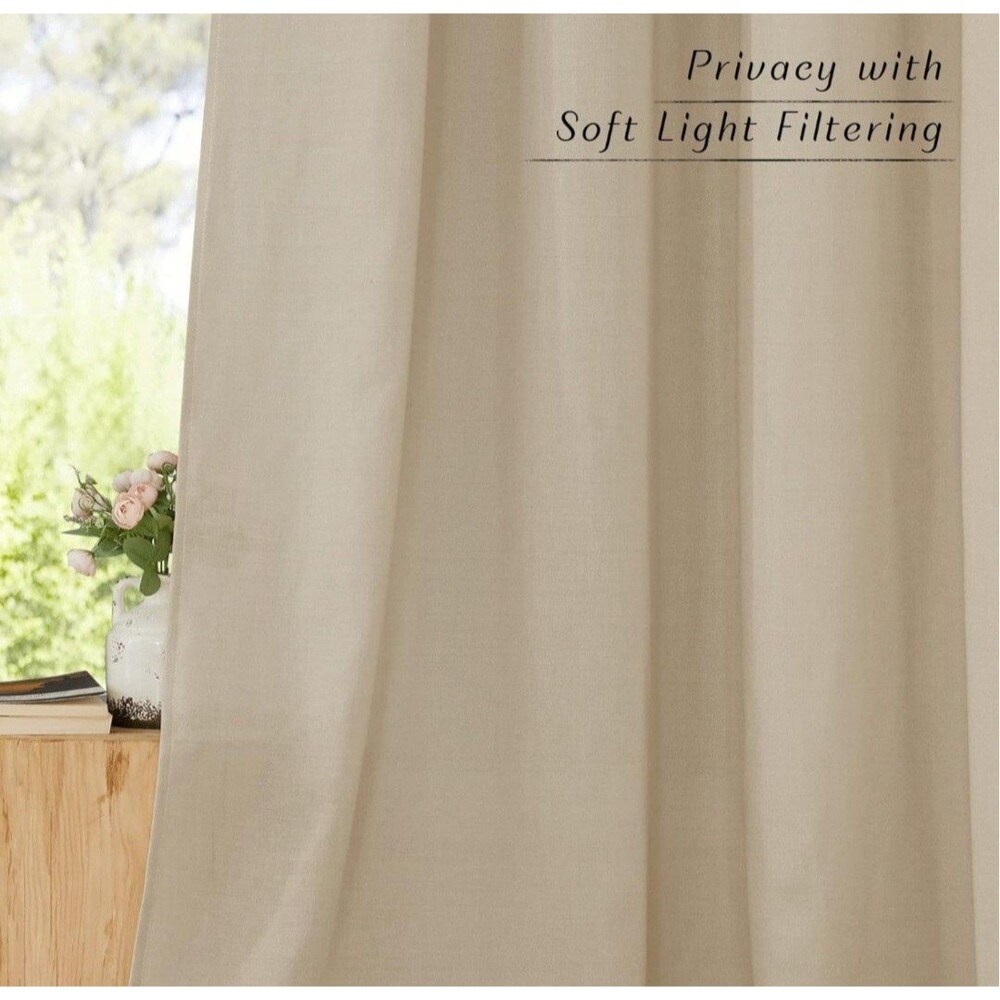 NICETOWN Linen Blend Curtains 55x84 Angora Grommet Light Filtering 2 Panels